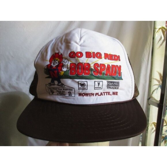 Vintage Men's Mesh Trucker Snapback Cap Nebraka Huskers Herbie 1980's BIG RED - Picture 2 of 8